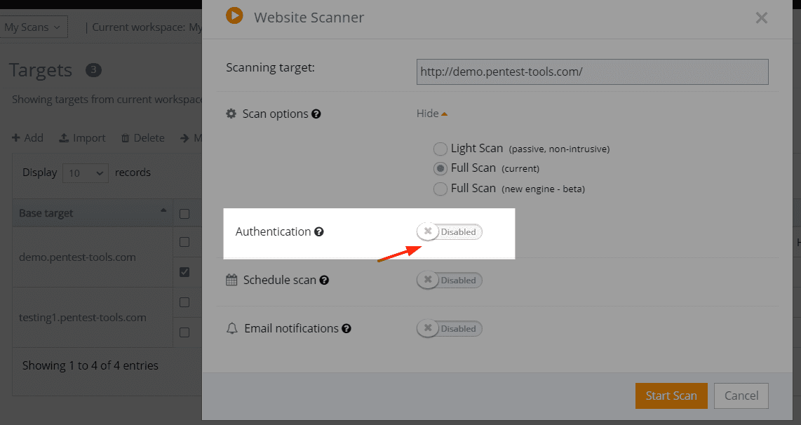 Authentication from Targets