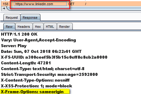 linkedin page X-Frame-Options same-origin